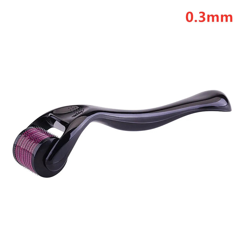 Black Red 0.3 Color 540 Microneedle Derma Roller for Face, Body and Beard