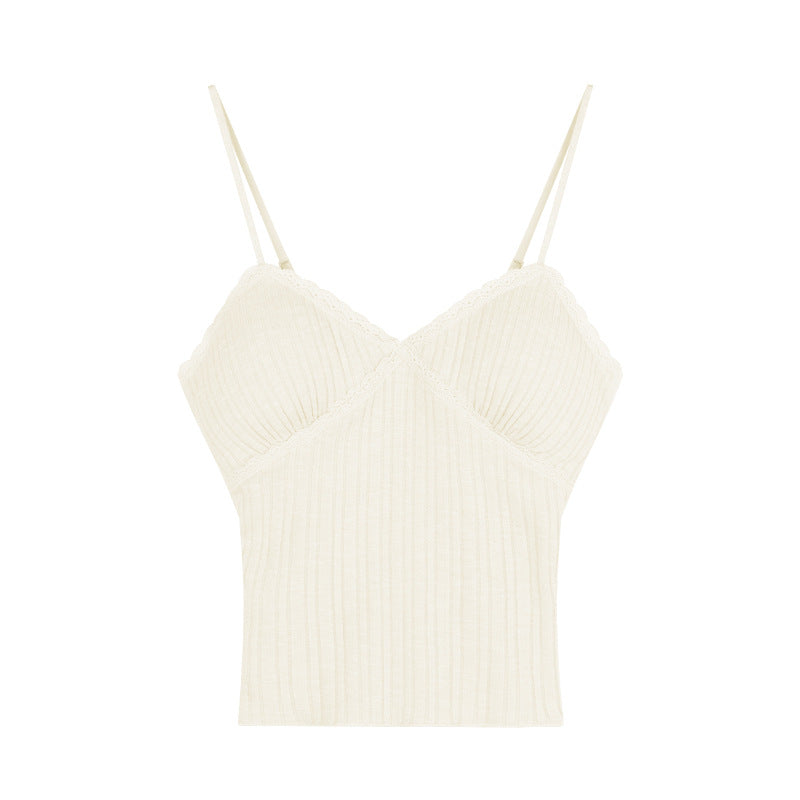 Lace Camisole Top with Built-in Chest Pad