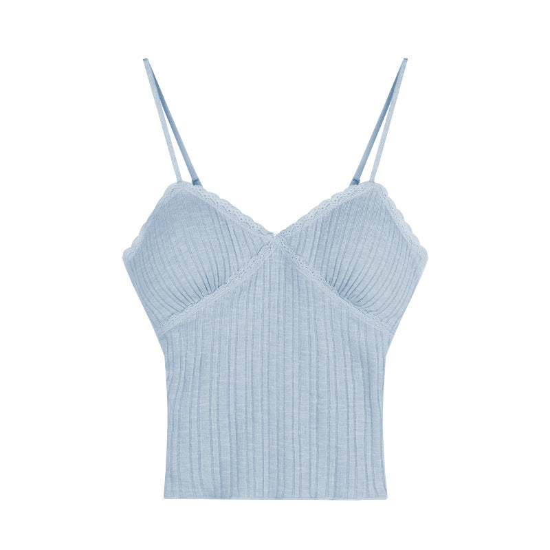 Lace Camisole Top with Built-in Chest Pad