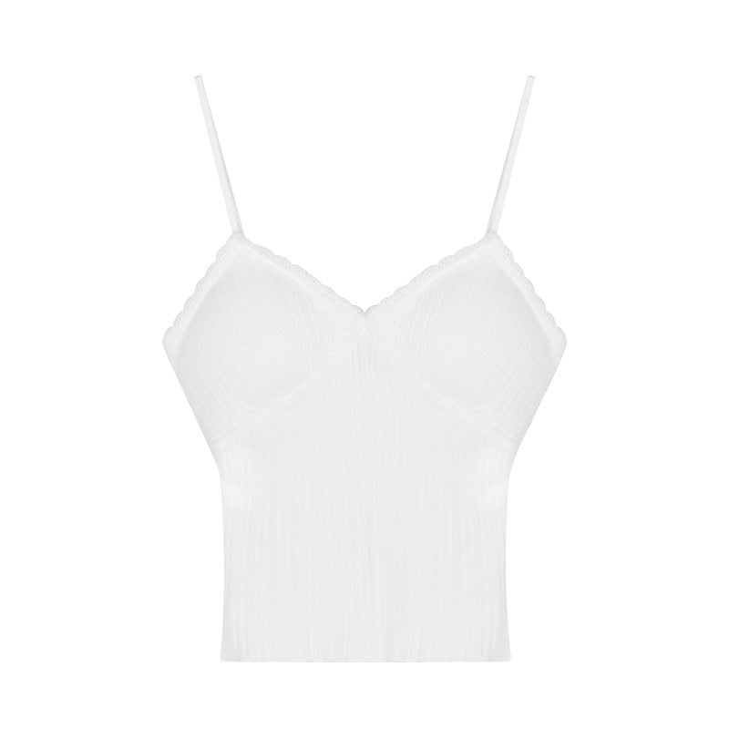 Lace Camisole Top with Built-in Chest Pad