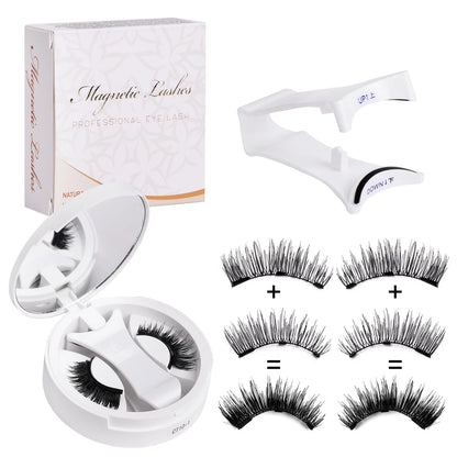 Magnetic Eyelashes Set Reusable Easy to use Eyelash Extension Tools Natural Curler False Eyelashes With Magnetic Tweezers