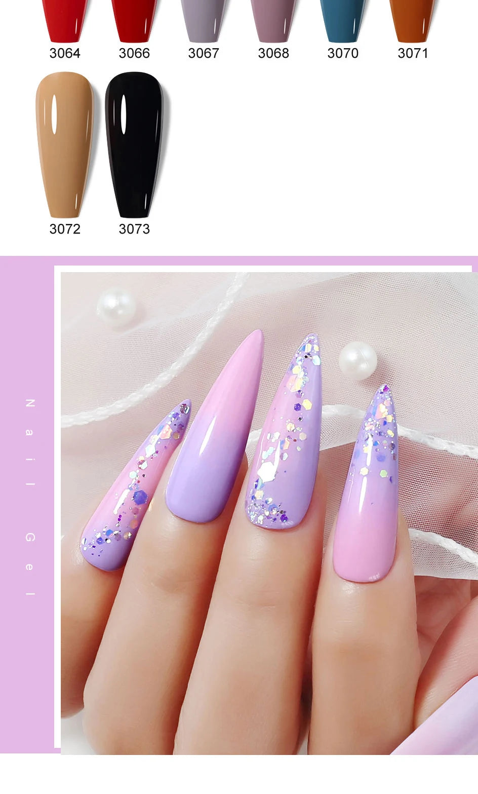 Arte Clavo Glitter Gel Nail 15ml Semi Permanent Soak Off UV Gel Varnish Nail Manicure Top Base Coat Gel Polish Art Decoration
