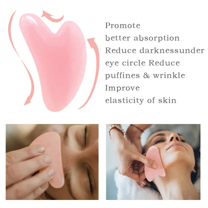Double Chin Reducer Massager Roller Beauty Stick Facial Lifting Tool Heart Shape Scraping Pink Full Body Massage Set