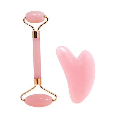 Double Chin Reducer Massager Roller Beauty Stick Facial Lifting Tool Heart Shape Scraping Pink Full Body Massage Set