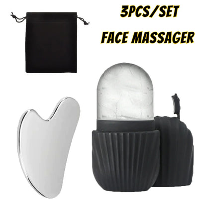 Ice Face Roller & Stainless Steel Gua Sha Facial Set