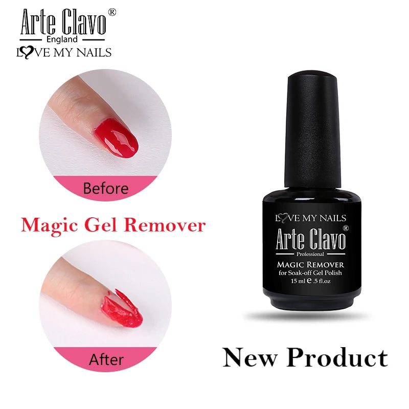 Arte Clavo Glitter Gel Nail 15ml Semi Permanent Soak Off UV Gel Varnish Nail Manicure Top Base Coat Gel Polish Art Decoration