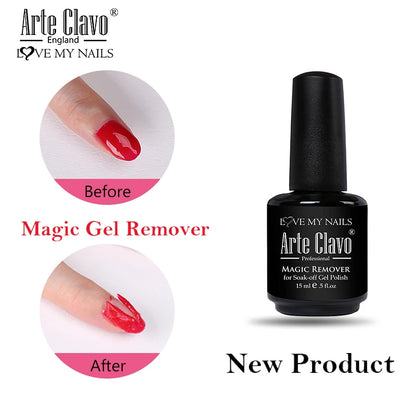Arte Clavo Glitter Gel Nail 15ml Semi Permanent Soak Off UV Gel Varnish Nail Manicure Top Base Coat Gel Polish Art Decoration