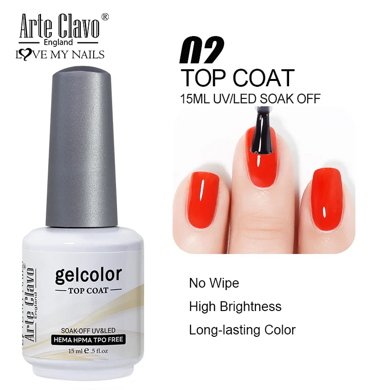 Arte Clavo Glitter Gel Nail 15ml Semi Permanent Soak Off UV Gel Varnish Nail Manicure Top Base Coat Gel Polish Art Decoration