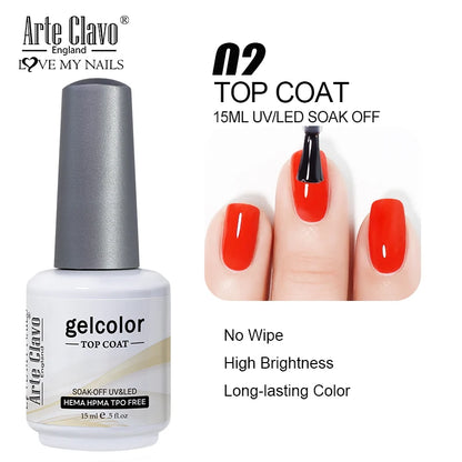 Arte Clavo Glitter Gel Nail 15ml Semi Permanent Soak Off UV Gel Varnish Nail Manicure Top Base Coat Gel Polish Art Decoration