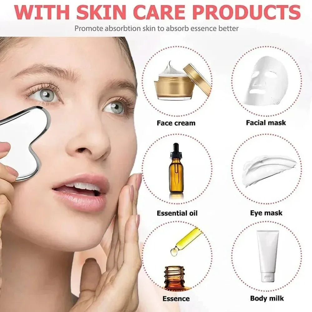 Ice Face Roller & Stainless Steel Gua Sha Facial Set