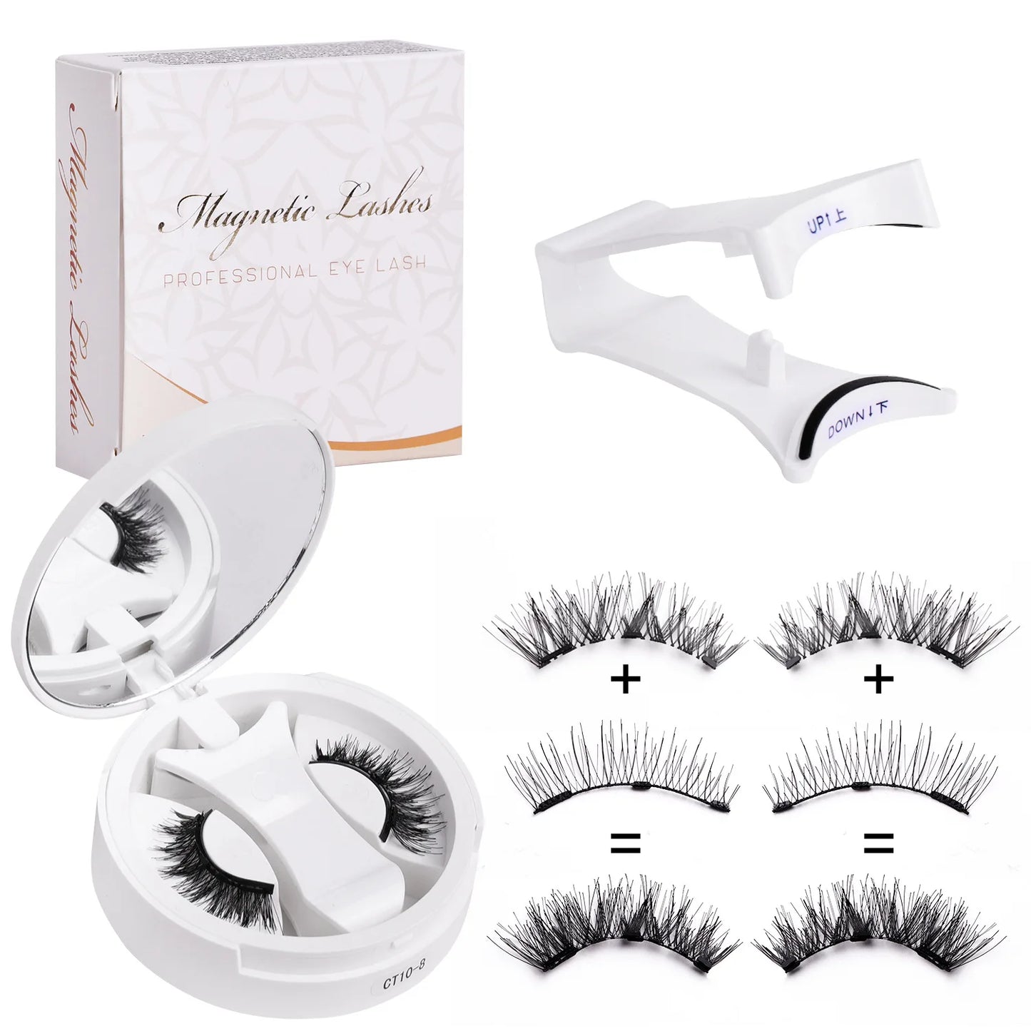 Magnetic Eyelashes Set Reusable Easy to use Eyelash Extension Tools Natural Curler False Eyelashes With Magnetic Tweezers