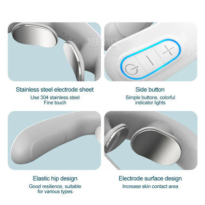 Pulse Neck Massager Electric Smart EMS Cervical Massagers TENS Pain Relief Relaxation Muscle Kneading Massage
