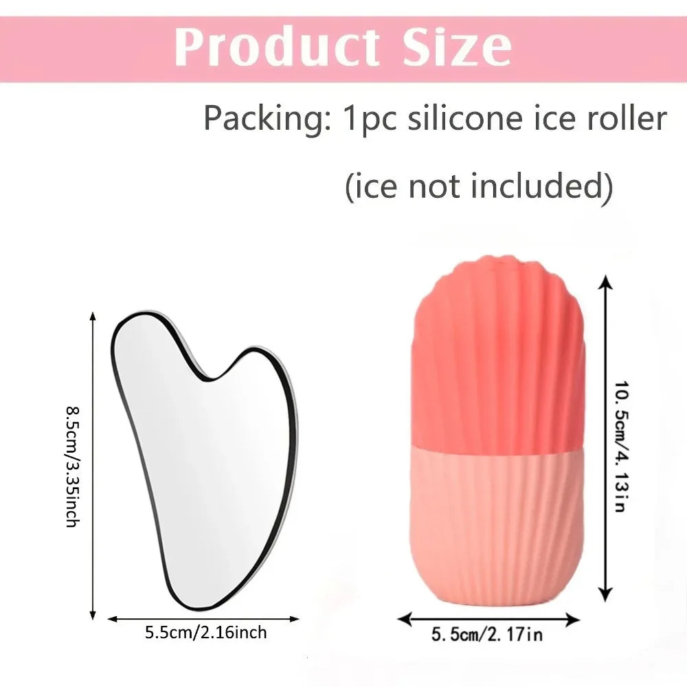 Ice Face Roller & Stainless Steel Gua Sha Facial Set