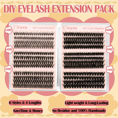 DIY Lash Extension Kit 30D40D50D60D80D100D Lash Clusters Kit Natural Look with Bond and Seal Lash Glue Remover Lash Tweezer