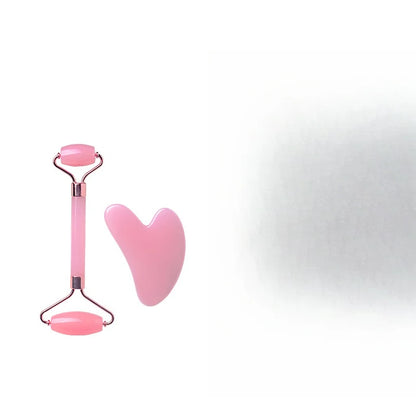 Double Chin Reducer Massager Roller Beauty Stick Facial Lifting Tool Heart Shape Scraping Pink Full Body Massage Set