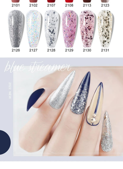 Arte Clavo Glitter Gel Nail 15ml Semi Permanent Soak Off UV Gel Varnish Nail Manicure Top Base Coat Gel Polish Art Decoration