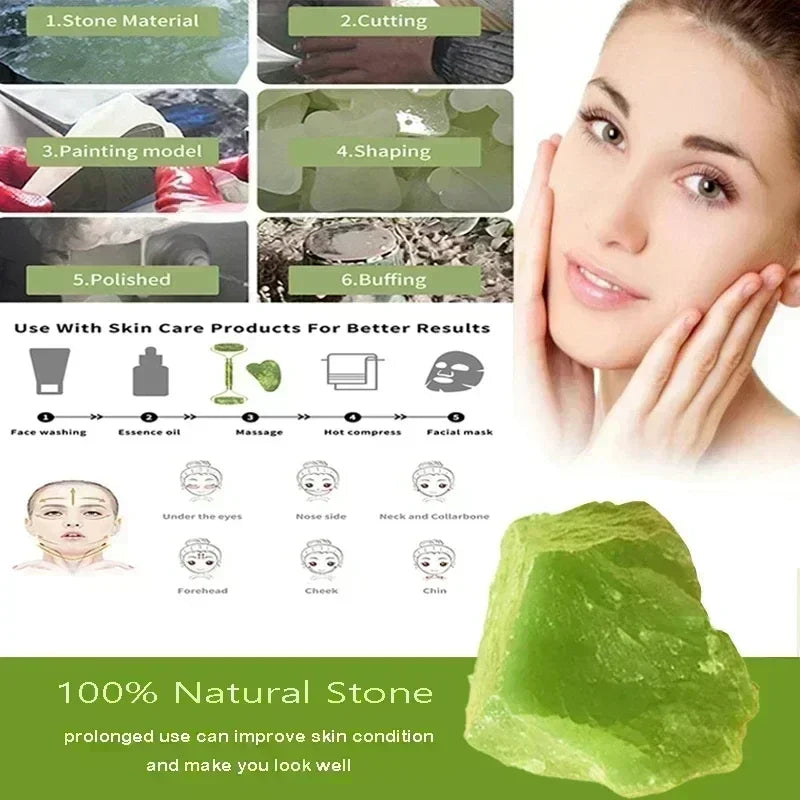 Natural Jade Face Roller And Gua Sha Massage Set