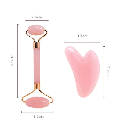 Double Chin Reducer Massager Roller Beauty Stick Facial Lifting Tool Heart Shape Scraping Pink Full Body Massage Set