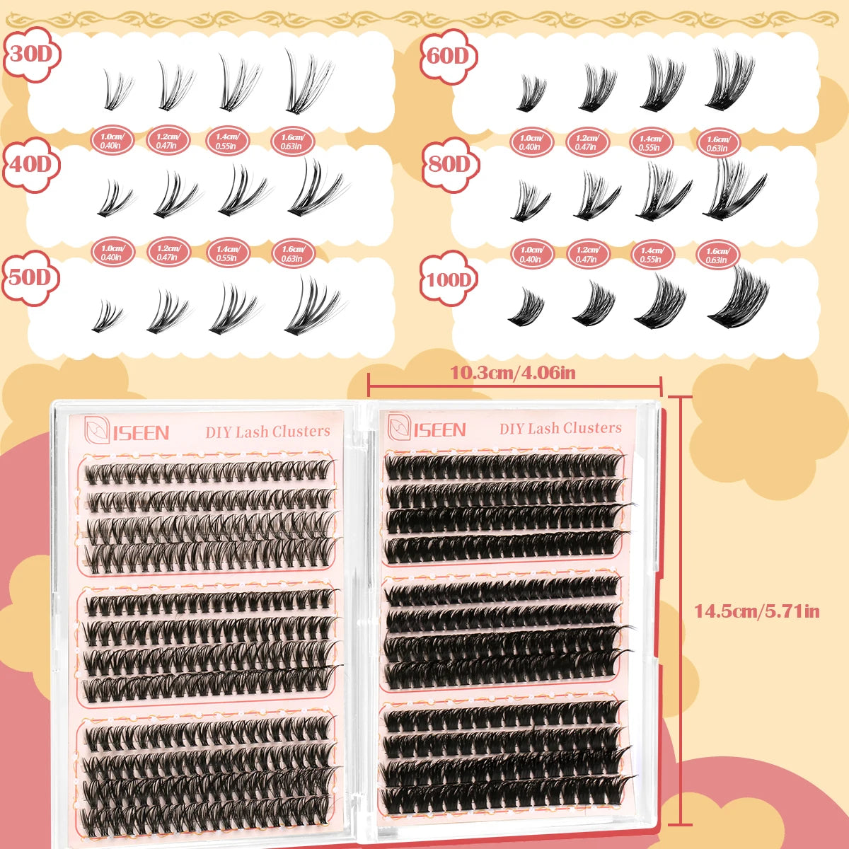 DIY Lash Extension Kit 30D40D50D60D80D100D Lash Clusters Kit Natural Look with Bond and Seal Lash Glue Remover Lash Tweezer