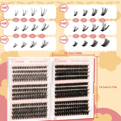 DIY Lash Extension Kit 30D40D50D60D80D100D Lash Clusters Kit Natural Look with Bond and Seal Lash Glue Remover Lash Tweezer