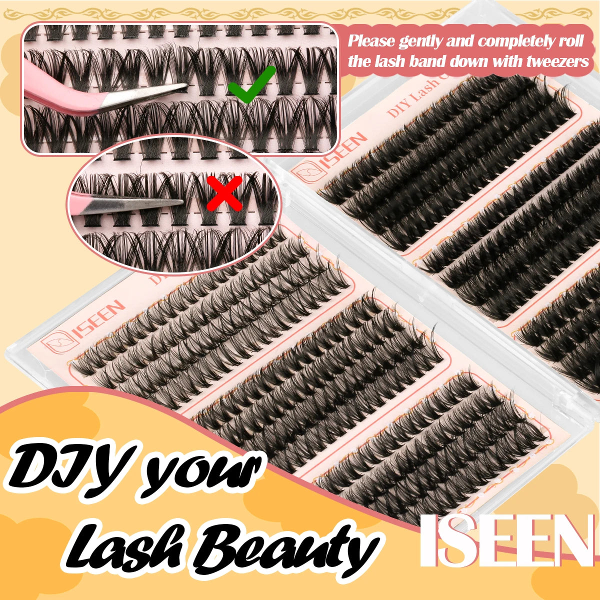 DIY Lash Extension Kit 30D40D50D60D80D100D Lash Clusters Kit Natural Look with Bond and Seal Lash Glue Remover Lash Tweezer