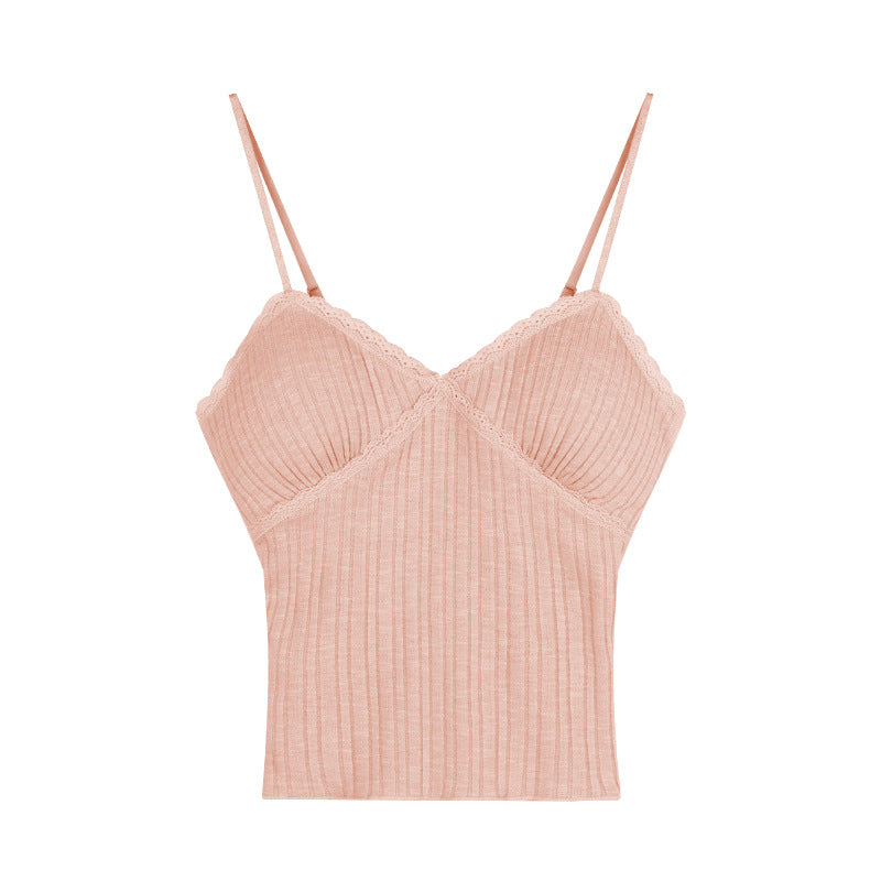 Lace Camisole Top with Built-in Chest Pad