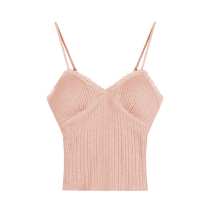Lace Camisole Top with Built-in Chest Pad