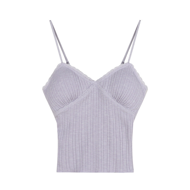 Lace Camisole Top with Built-in Chest Pad
