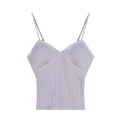 Lace Camisole Top with Built-in Chest Pad