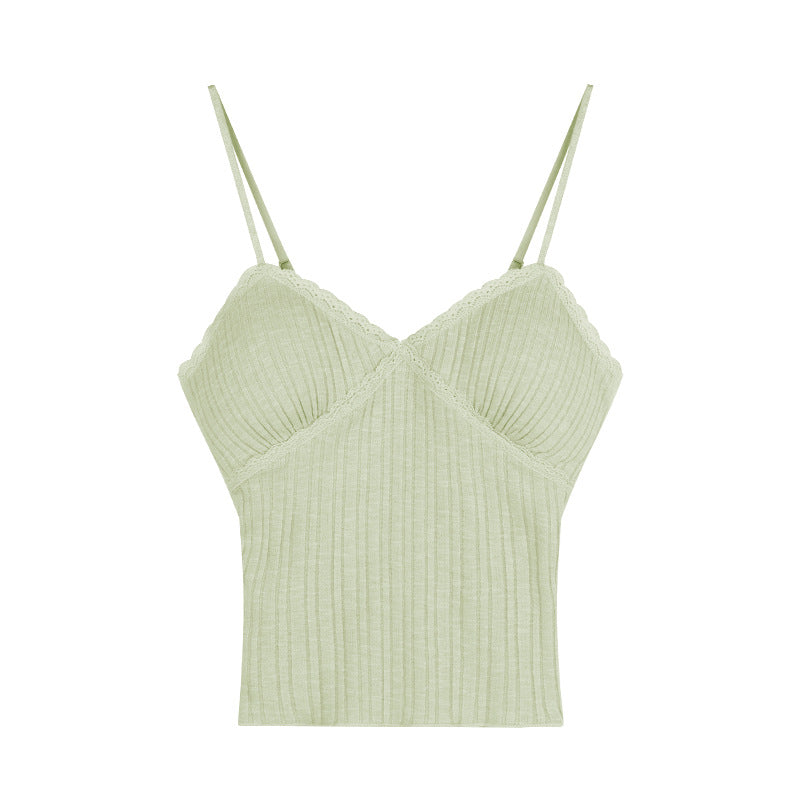 Lace Camisole Top with Built-in Chest Pad